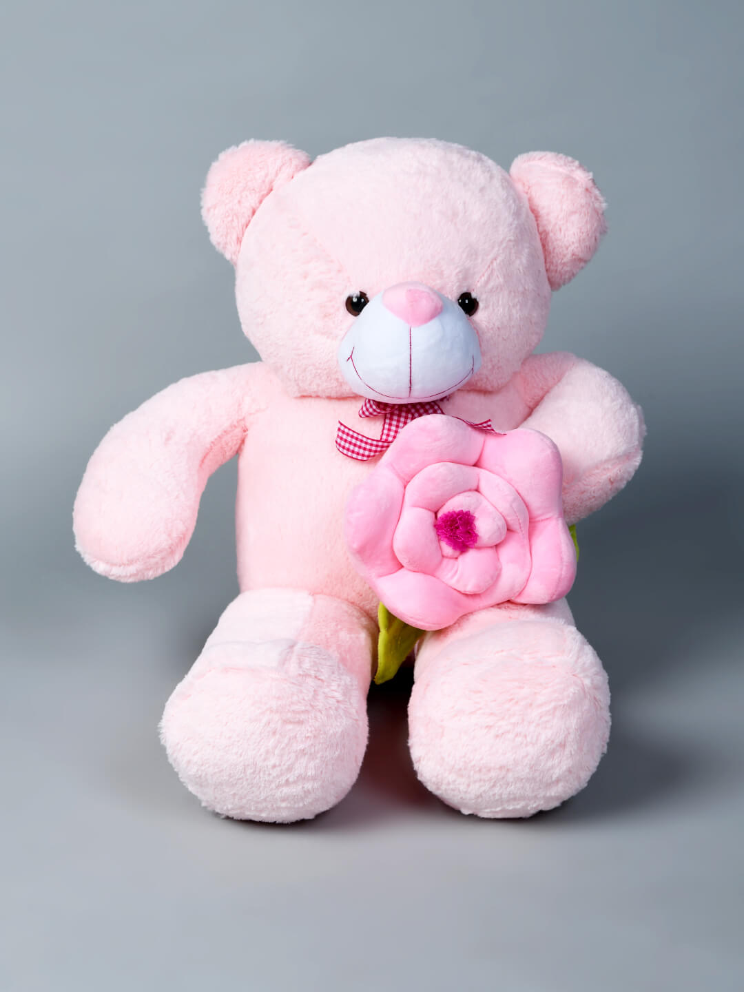 kwality-dreams-teddy-bear-pink-with-flower