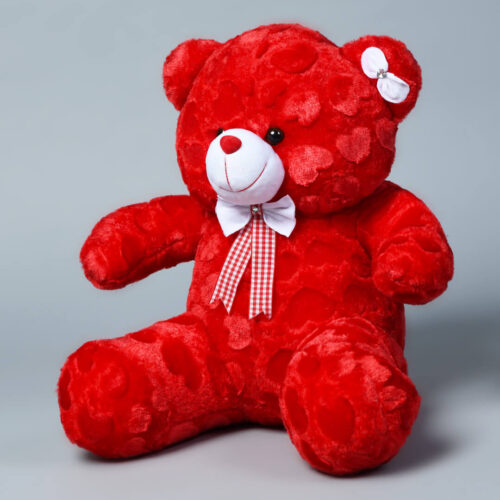Kwality Dreams Heart-fur Teddy Bear in Vibrant Red Colour